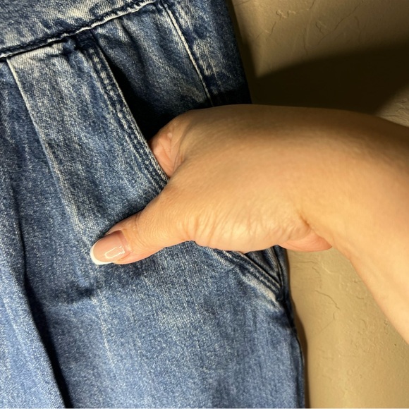 Blank NYC The Balloon Bo Legged High Rise Pleated‎ Flowy Trouser Denim Jeans - Picture 5 of 10